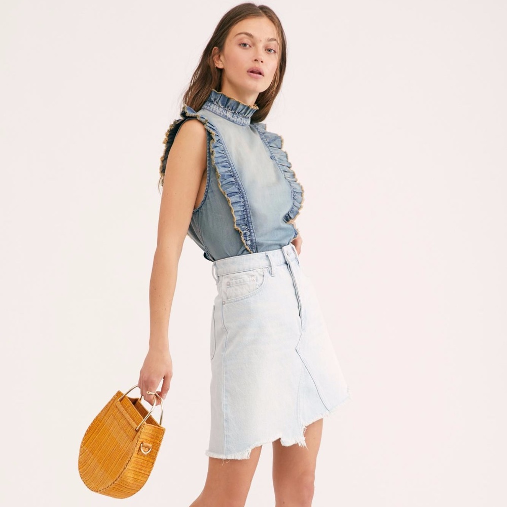 NWT Free People Going Rouge Denim Skirt